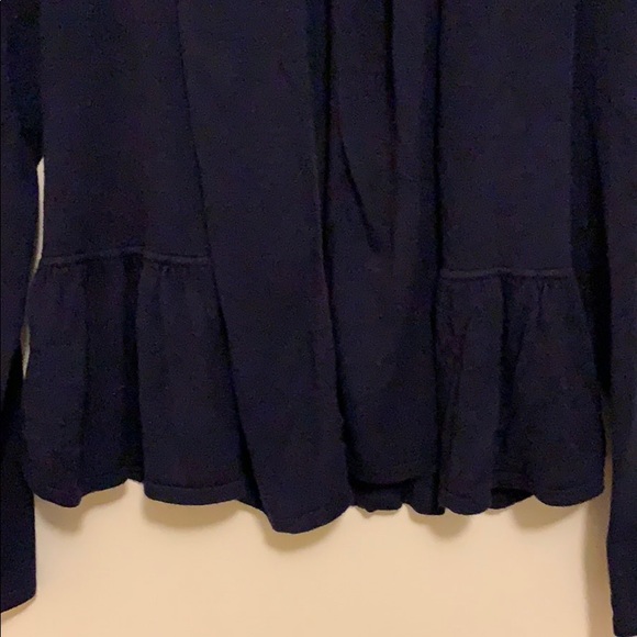 Ruffled hem cardigan. Navy blue - Picture 3 of 4